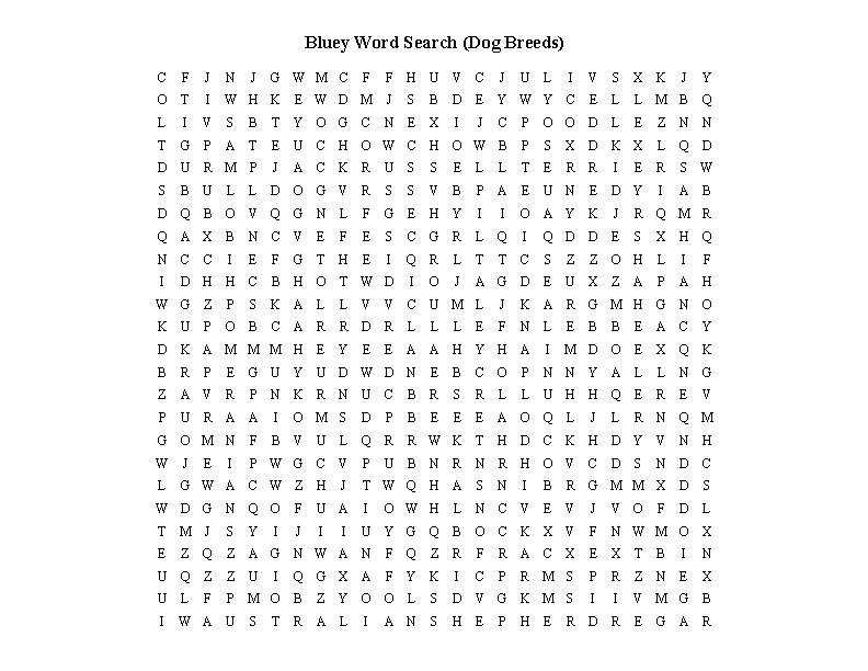 Bluey Word Search (Dog Breed)