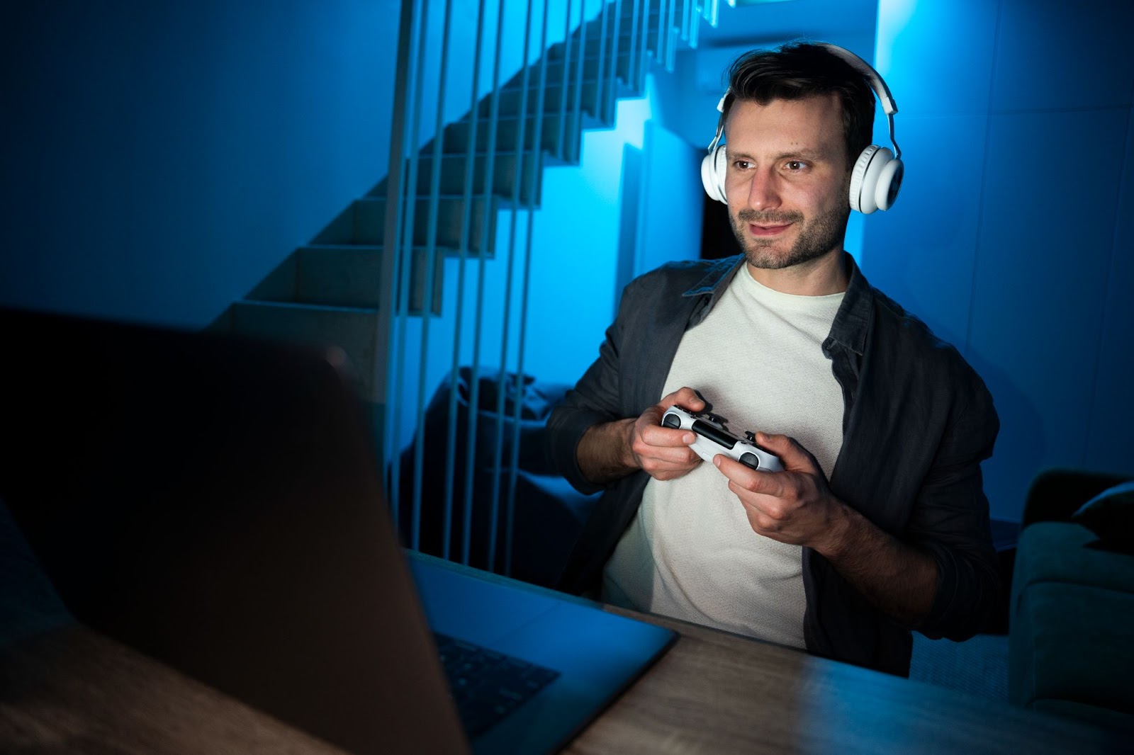 Man enjoying playing video game